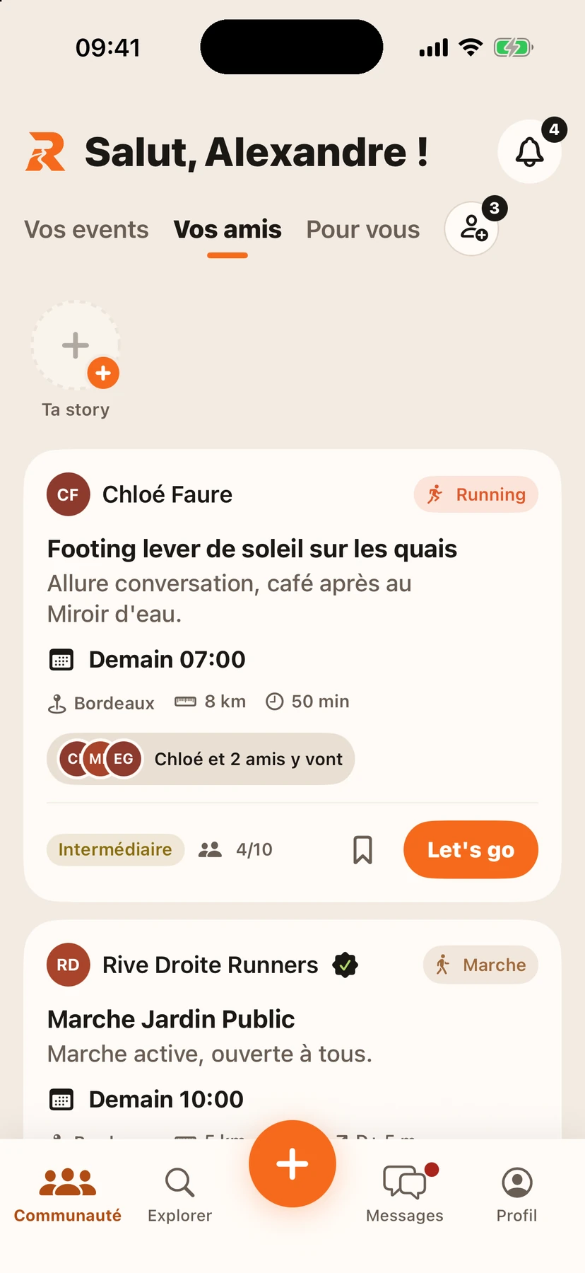 Communauté : stories et sorties des amis